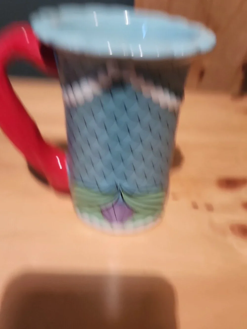 Disney Blue Mermaid Scale Ceramic Mug with Pink Tail Handle